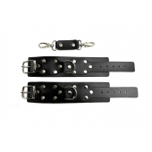 Черные кожаные наручники Sex Game - БДСМ Арсенал - купить с доставкой в Ульяновске