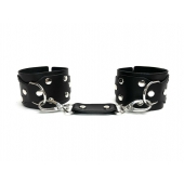 Черные кожаные наручники Sex Game - БДСМ Арсенал - купить с доставкой в Ульяновске