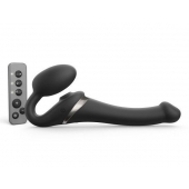 Черный безремневой страпон Multi Orgasm Size S с клиторальной стимуляцией - Strap-on-me - купить с доставкой в Ульяновске
