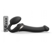 Черный безремневой страпон Multi Orgasm Size M с клиторальной стимуляцией - Strap-on-me - купить с доставкой в Ульяновске