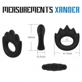 Черное эрекционное кольцо с массажными гребнями Rooster Xander - Velv or - в Ульяновске купить с доставкой