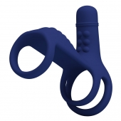 Синяя вибронасадка на пенис Vibrating Penis Sling - Baile - в Ульяновске купить с доставкой