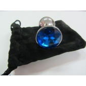 Анальное украшение BUTT PLUG  Small с синим кристаллом - 7 см. - Anal Jewelry Plug - купить с доставкой в Ульяновске