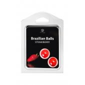 Набор из 2 шариков с массажным маслом Brazilian Balls с ароматом клубники - Secret Play - купить с доставкой в Ульяновске