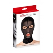 Черная сетчатая маска на голову с отверстиями для глаз и рта - Fetish Tentation - купить с доставкой в Ульяновске