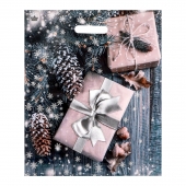 Новогодний пакет с принтом в виде подарков и вырубной ручкой (45х38 см) - Сима-Ленд - купить с доставкой в Ульяновске