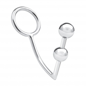Кольцо на пенис с анальным стимулятором Two Bead Stainless Steel Anal Hook   Cock Ring - BlueLine - в Ульяновске купить с доставкой