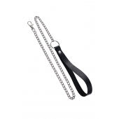 Поводок с ручкой из черной натуральной кожи и карабином для ошейника - Pecado - купить с доставкой в Ульяновске