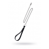 Поводок с ручкой из черной натуральной кожи и карабином для ошейника - Pecado - купить с доставкой в Ульяновске