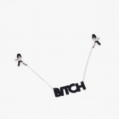 Зажимы на соски с кожаной подвеской Bitch - Crazy Handmade - купить с доставкой в Ульяновске