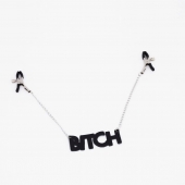 Зажимы на соски с кожаной подвеской Bitch - Crazy Handmade - купить с доставкой в Ульяновске