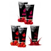 Набор из 5 съедобных лубрикантов JUJU (клубника х 2, малина х 2, вишня) - JuJu - купить с доставкой в Ульяновске