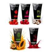Набор из 5 съедобных лубрикантов JUJU (клубника, малина, тропические фрукты, вишня, кокос) - JuJu - купить с доставкой в Ульяновске