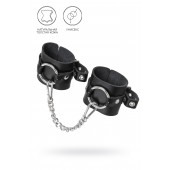 Черные наручники из толстой натуральной кожи с люверсами - Pecado - купить с доставкой в Ульяновске