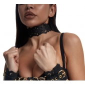 Черный ажурный чокер с золотистой фурнитурой - Crazy Handmade - купить с доставкой в Ульяновске