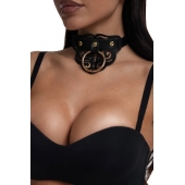 Черный чокер с клепками и золотистой фурнитурой - Crazy Handmade - купить с доставкой в Ульяновске