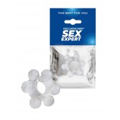 Прозрачное эрекционное кольцо с 6 стимулирующими шариками - Sex Expert - в Ульяновске купить с доставкой