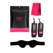 Черно-розовый эротический набор: маска, наручники и повязка - Erokay - купить с доставкой в Ульяновске