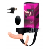 Женский страпон с 2 насадками, вибрацией и пультом ДУ - Erowoman-Eroman - купить с доставкой в Ульяновске
