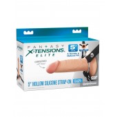 Телесный пустотелый фаллопротез 5’’ Hollow Silicone Strap-On - 14 см. - Pipedream - купить с доставкой в Ульяновске