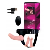 Женский страпон с 3 насадками и вибрацией - Erowoman-Eroman - купить с доставкой в Ульяновске