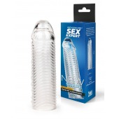 Прозрачная закрытая насадка на пенис с ребрышками - 16 см. - Sex Expert - в Ульяновске купить с доставкой