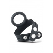 Черное эрекционное кольцо с подхватом мошонки на кнопках VS6 - Blush Novelties - в Ульяновске купить с доставкой
