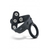 Черное эрекционное кольцо с подхватом мошонки на кнопках VS6 - Blush Novelties - в Ульяновске купить с доставкой