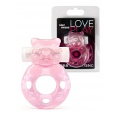 Розовое эрекционное виброкольцо в форме мишки - 1137 - в Ульяновске купить с доставкой