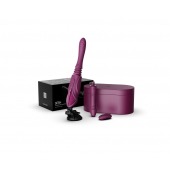 Фиолетовая секс-машина с функцией нагрева, насадками и присоской Sesh - Zalo - купить с доставкой в Ульяновске