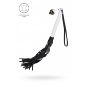 Плеть с белой рукоятью и чёрными хлыстами - 50 см. - Pecado - купить с доставкой в Ульяновске