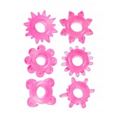 Набор из 6 розовых эрекционных колец с различным рельефом - Erowoman-Eroman - в Ульяновске купить с доставкой