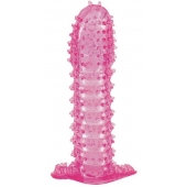 Гелевая розовая насадка с шипами - 12 см. - Toyfa Basic - в Ульяновске купить с доставкой