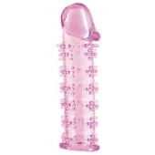 Гелевая розовая насадка на фаллос с шипами - 12 см. - Toyfa Basic - в Ульяновске купить с доставкой