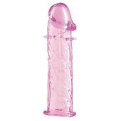 Гладкая розовая насадка с усиками под головкой - 12,5 см. - Toyfa Basic - в Ульяновске купить с доставкой