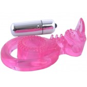 Розовая вибронасадка со стимулятор клитора   Язычок - Toyfa Basic - в Ульяновске купить с доставкой
