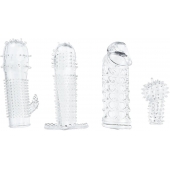 Набор из 4 насадок на член Pleasured Penis Enhancement Sleeve 4 Pack - XR Brands - в Ульяновске купить с доставкой