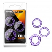 Набор из 3 фиолетовых эрекционных колец Stay Hard Beaded Cockrings - Blush Novelties - в Ульяновске купить с доставкой