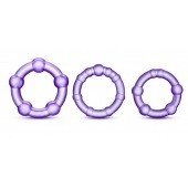 Набор из 3 фиолетовых эрекционных колец Stay Hard Beaded Cockrings - Blush Novelties - в Ульяновске купить с доставкой