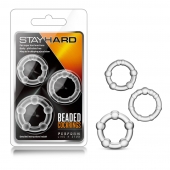 Набор из 3 прозрачных эрекционных колец Stay Hard Beaded Cockrings - Blush Novelties - в Ульяновске купить с доставкой