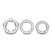Набор из 3 прозрачных эрекционных колец Stay Hard Beaded Cockrings - Blush Novelties - в Ульяновске купить с доставкой