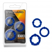 Набор из 3 синих эрекционных колец Stay Hard Beaded Cockrings - Blush Novelties - в Ульяновске купить с доставкой