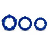 Набор из 3 синих эрекционных колец Stay Hard Beaded Cockrings - Blush Novelties - в Ульяновске купить с доставкой