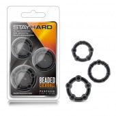 Набор из 3 чёрных эрекционных колец Stay Hard Beaded Cockrings - Blush Novelties - в Ульяновске купить с доставкой