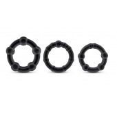 Набор из 3 чёрных эрекционных колец Stay Hard Beaded Cockrings - Blush Novelties - в Ульяновске купить с доставкой