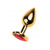 Золотистая анальная пробка с кристаллом-сердцем - 7,5 см. - ToyFa - купить с доставкой в Ульяновске