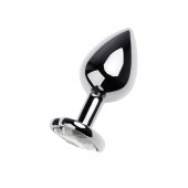 Серебристая анальная пробка с прозрачным кристаллом-сердцем - 8 см. - ToyFa - купить с доставкой в Ульяновске