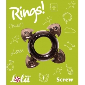 Чёрное эрекционное кольцо Rings Screw - Lola Games - в Ульяновске купить с доставкой