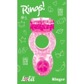 Розовое эрекционное кольцо с вибрацией Rings Ringer - Lola Games - в Ульяновске купить с доставкой