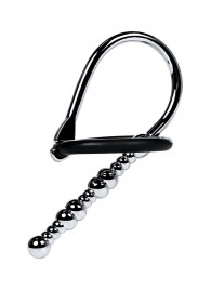 Серебристый уретральный плаг-бусины TOYFA Metal с мягким фиксириющим кольцом - ToyFa - купить с доставкой в Ульяновске